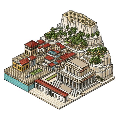 Illustration of a landmark in Agrigento, Camastra's province