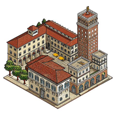 Illustration of a landmark in Lucca