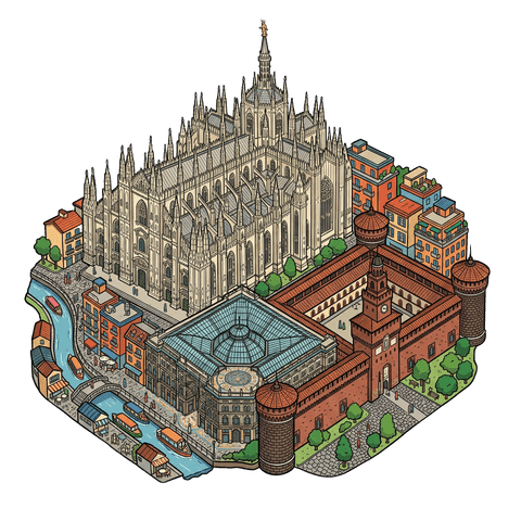 Illustration of a landmark in Milano